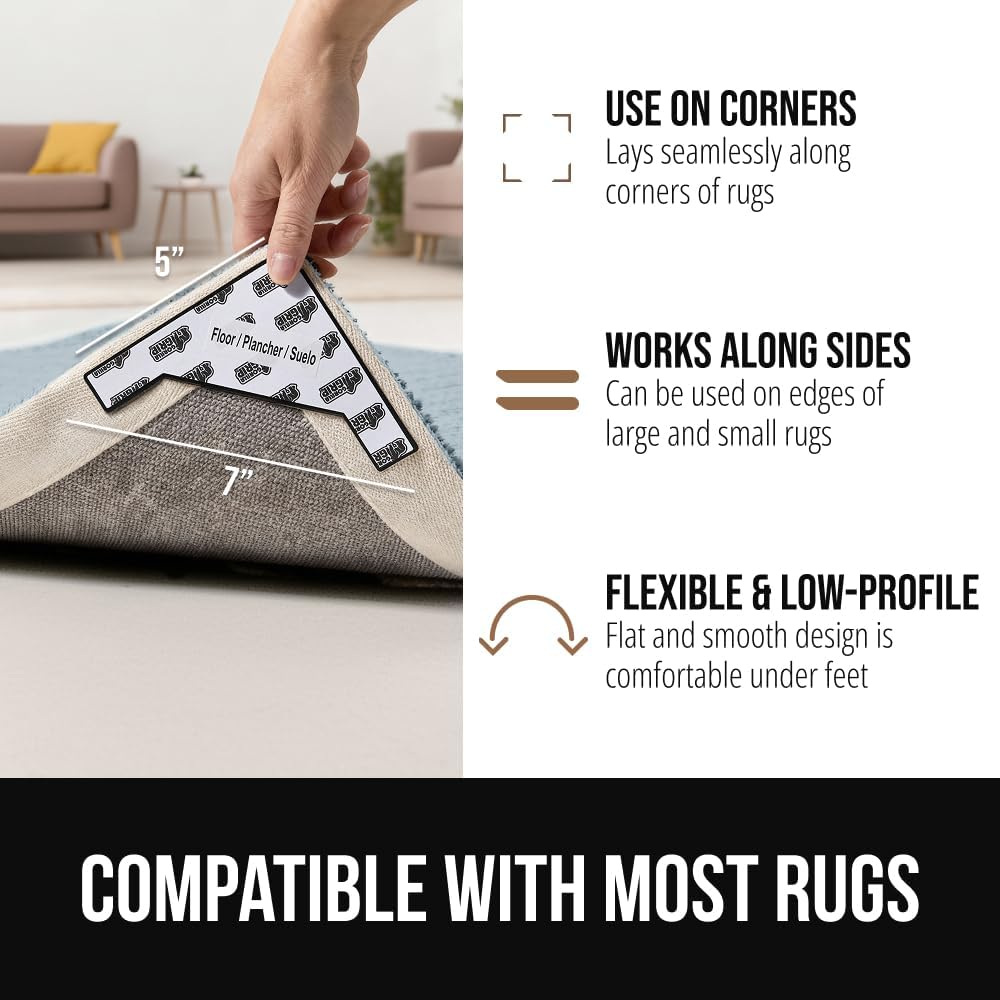 Extra Wide Rug Grippers for Hardwood Floor, 8 Pack - Set of 8