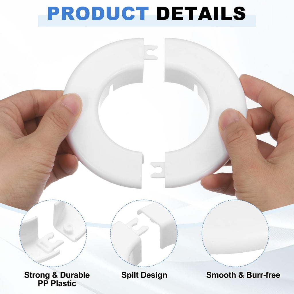 Wall Split Flange 3.15" (80mm) Dia. PP Round Escutcheon Plate Cover