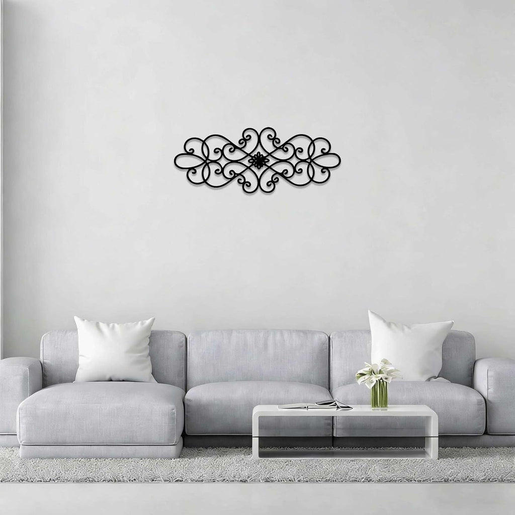 Elegant Scroll Pattern Black Metal Wall Art Metal Outdoor Decor Metal Signs Wall Art Decor Vintage Rustic Farmhouse - Set of 5