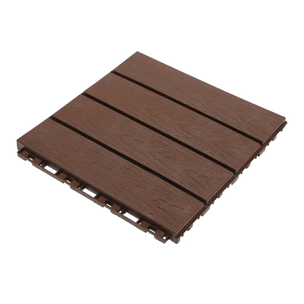10 sq. ft Plastic Interlocking Deck Tiles, 12"x12" Waterproof Outdoor Floor Decking Tiles for Patio Balcony All Weather