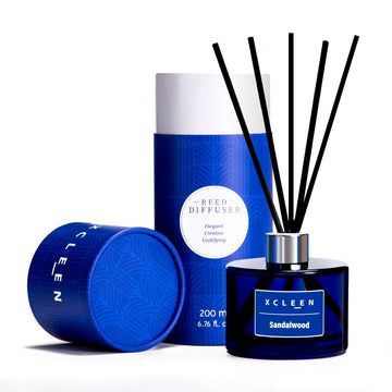 Reed Diffuser Set, 6.7 fl oz Sandalwood Scented Oil Diffuser with Sticks, Reed Diffusers Bathroom Shelf Decor