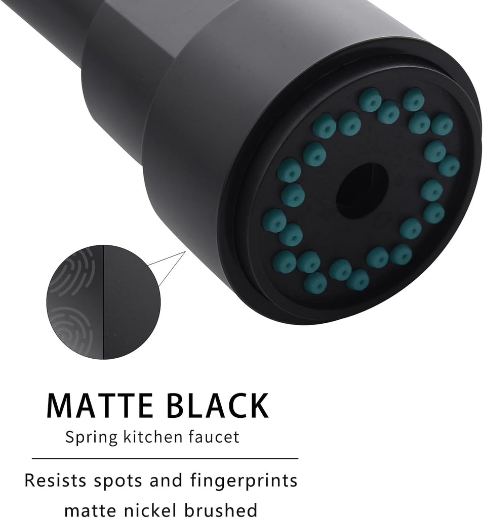 Matte Black Kitchen Faucet with Soap Dispenser Include 10 Inch Hole Cover Deck Plate