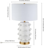 25.5'' Modern 1-Light Ceramic Table Lamp with Spherical Orbs on Lamp Body with White Fabric Drum Shade, or Office