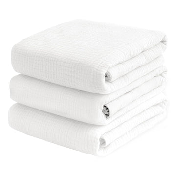 Muslin Swaddle Blankets for Baby Boy - 3 Pack 47x47 Inch Large Receiving Blankets, Soft Breathable Cotton Nursery