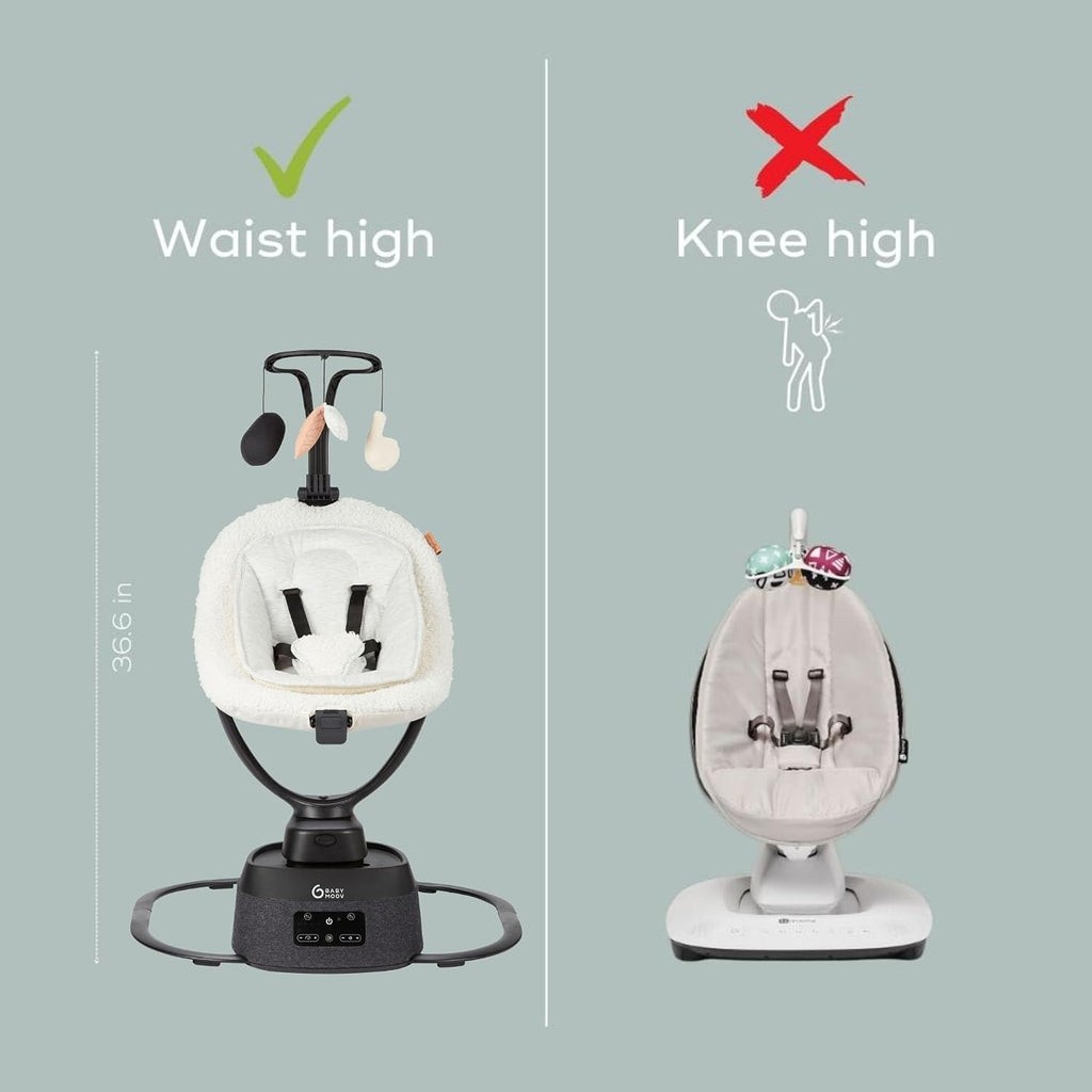 Swoon Evolution Connect, App-Controlled Smart Baby Swing, Curly White