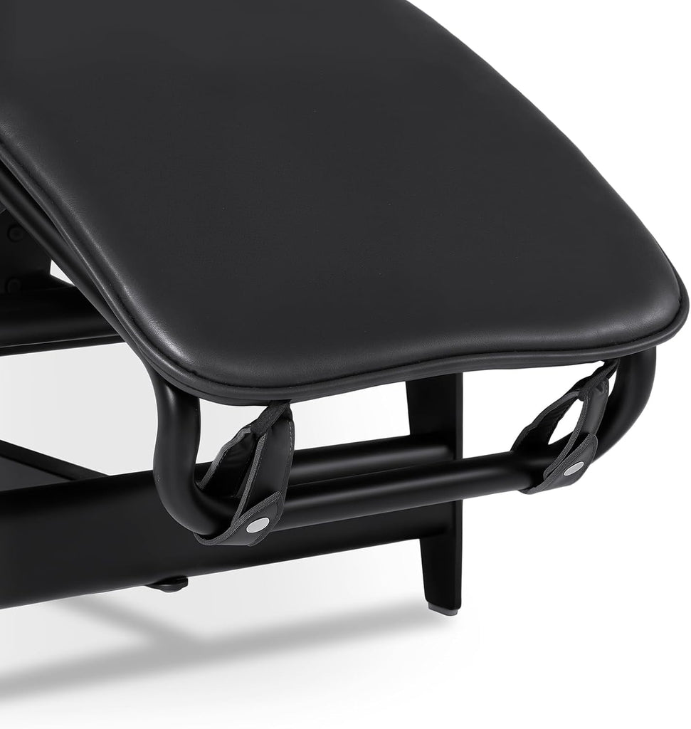 LC-4 Chaise Lounge Chair Floating Chair Black Faux Leather Mid Century Modern Design or Bedroom