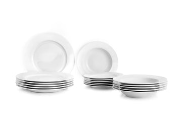 18 Piece Castilla Blanco Dinnerware, Porcelain Plates for 6 People