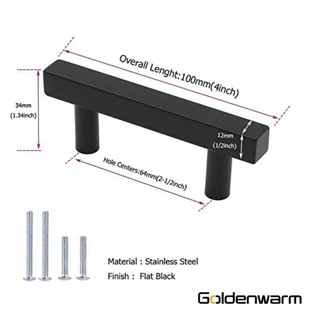 5 Pack 2-1/2 Inch Black Cabinet Handles Kitchen Drawer Pulls