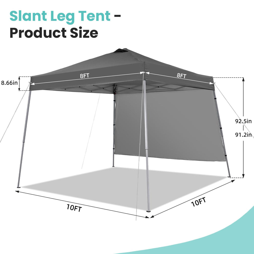 10X10 Slant Legs Pop Up Canopy Tent with 1 Sidewall