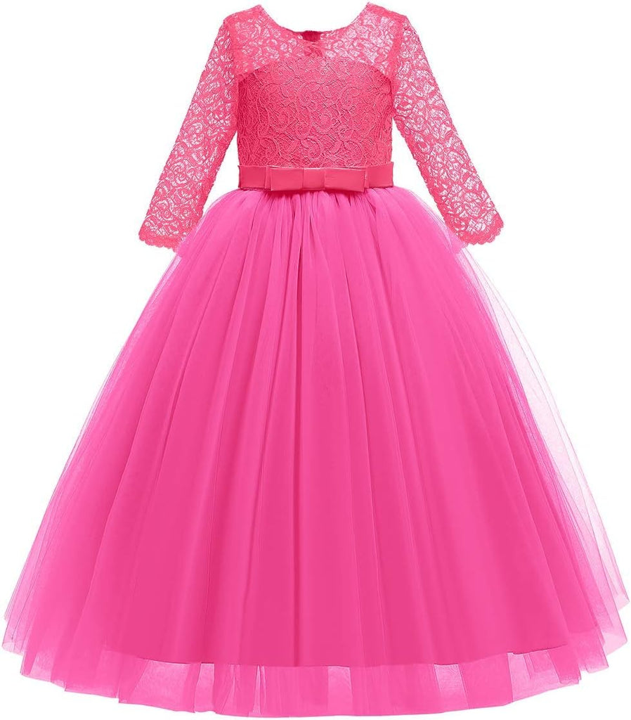 Flower Girl Dress Lace 3/4 Sleeve Wedding Princess Dress