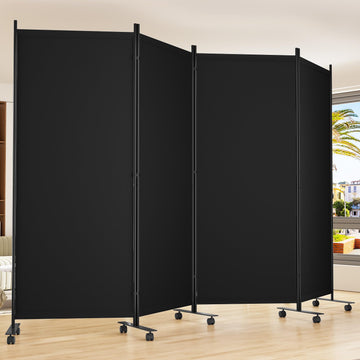 Room Divider 136'' Wide Folding Room Divider Panel with Wheel, Upgraded Base