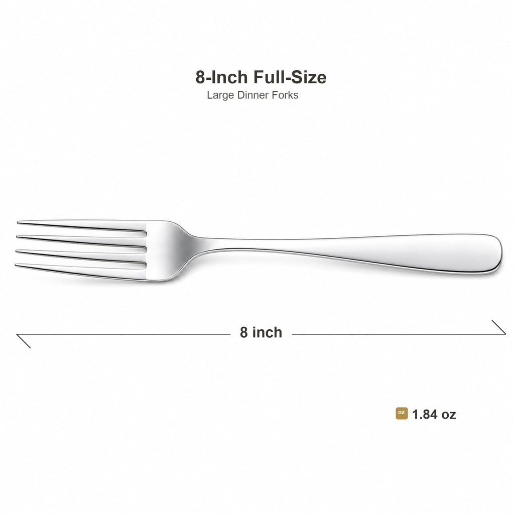 24 Piece Dinner Forks Set, 18/10 Stainless Steel Forks Silverware, 8 Inch