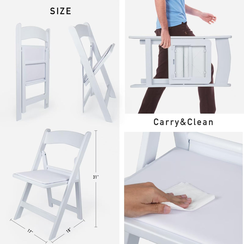 White 4 PCS Lightweight Resin Folding Chairs with Padding Unleash Comfort Foldable Chair and Durability