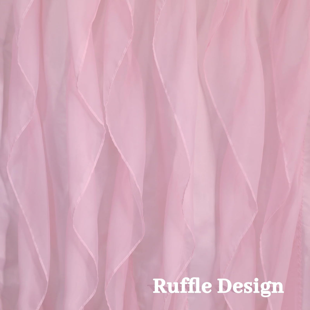 Pink Ruffle Shower Curtains Sheer, 72in Long