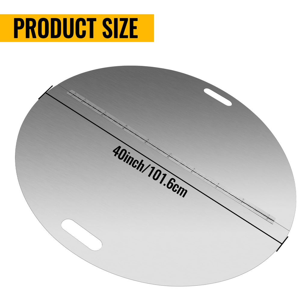 Round Fire Pit Lid, 40 Inch Stainless Steel Fire Pit Ring Lid 1.5mm Thick Fire Pit Burner Cover for Any Round Patio