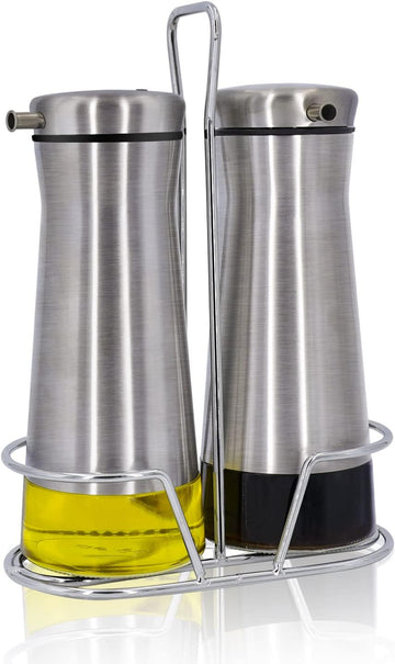 Oil And Vinegar Dispenser Set with Caddy - 2 Pack Oil Dispenser Bottle with No-Drip - Kitchen Decor and Accessories - Set of 2