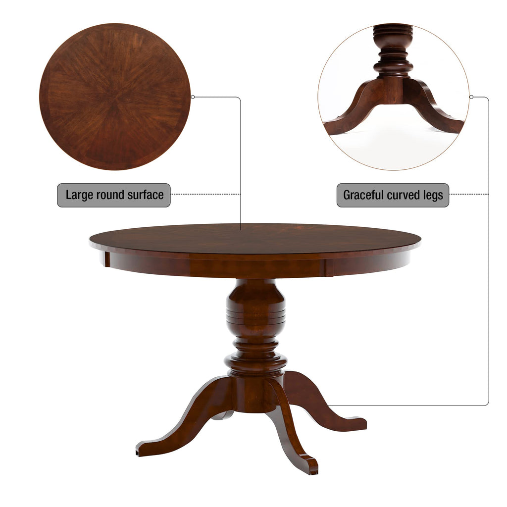 Inspired Saarinen Style Brennan Modern Wood 48 in. Round Dining Table with Pedestal Design (Seats 4 to 6), Cherry Brown