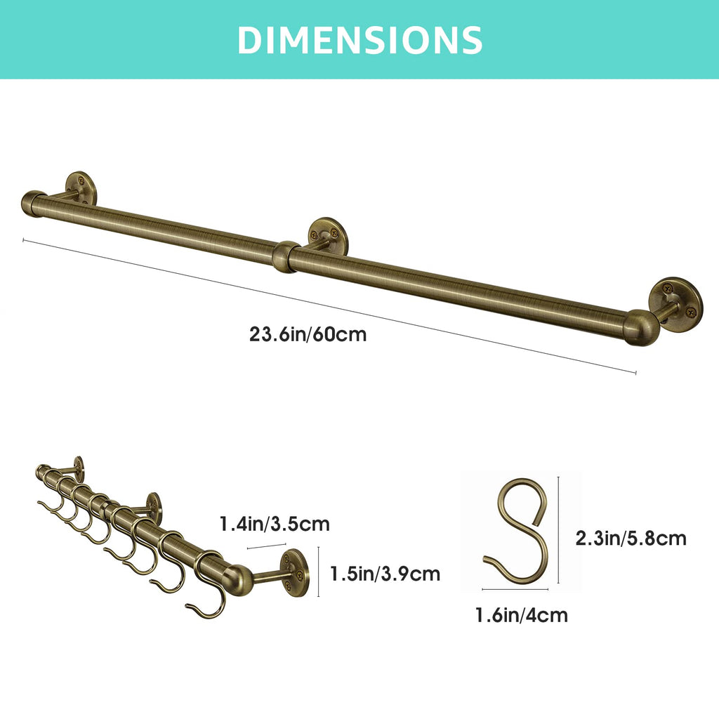 Stainless Steel Hanging Pot Rack Hanger: 23.7 Inch Pot and Pan Hanger Wall Mounted Hanging Pot Bar Rack Heavy Duty