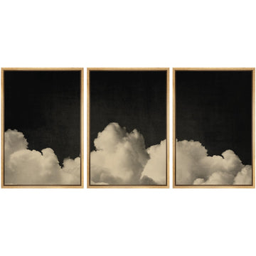 Framed Canvas Print Wall Art Dramatic Cloudscape Black and Beige Sky Illustrations Realism Decorative - 24"x36"x3