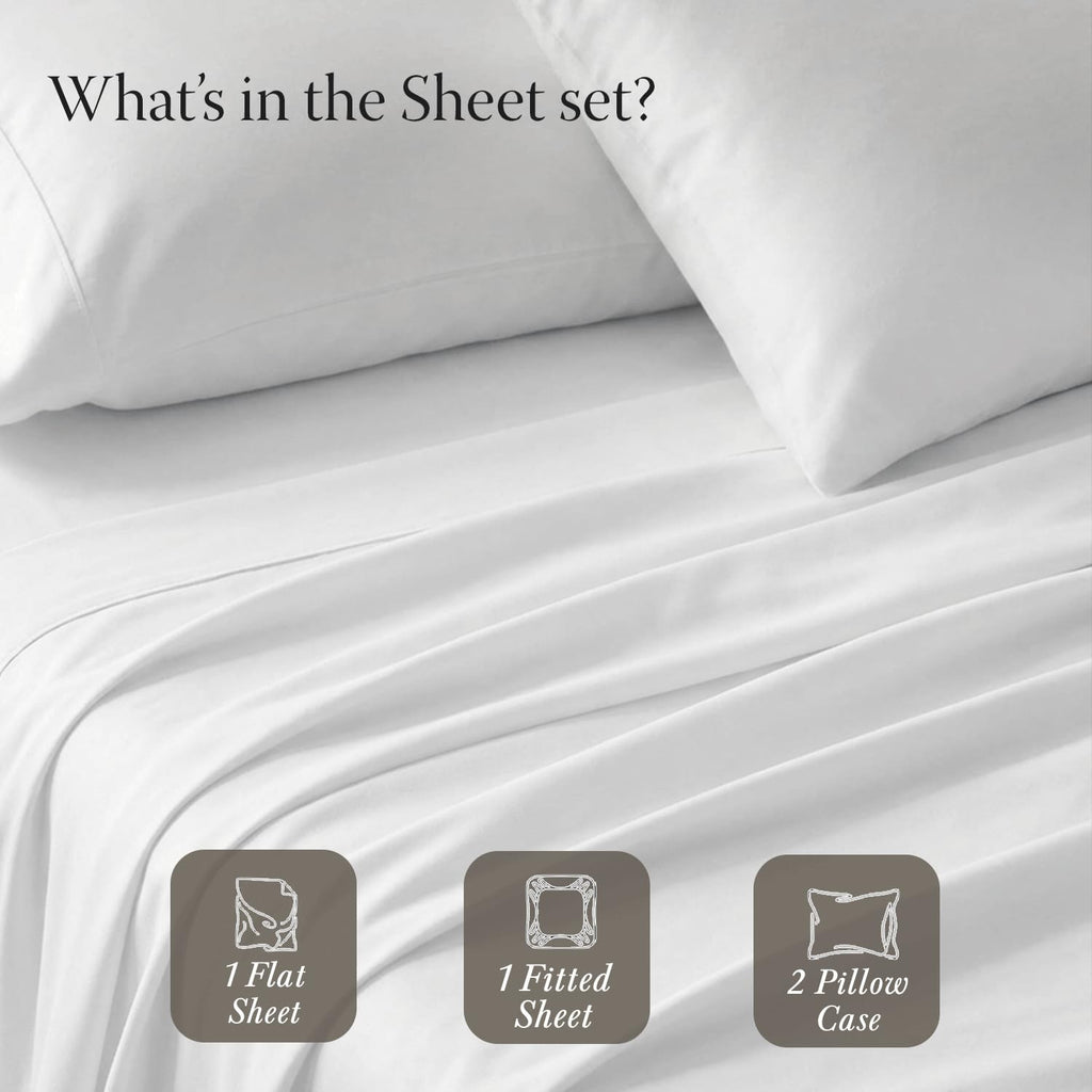 400 Thread Count Egyptian Cotton Sheet Set, Sateen, White
