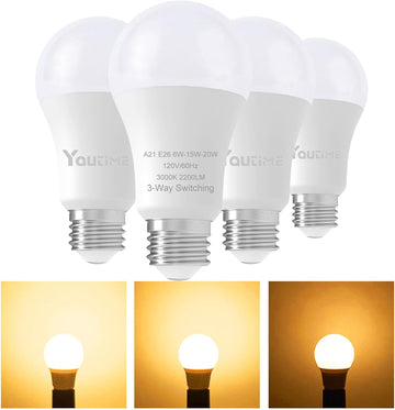 3 Way Light Bulbs 50 100 150 Watt Equivalent Soft White A21 Medium Base 4Pk