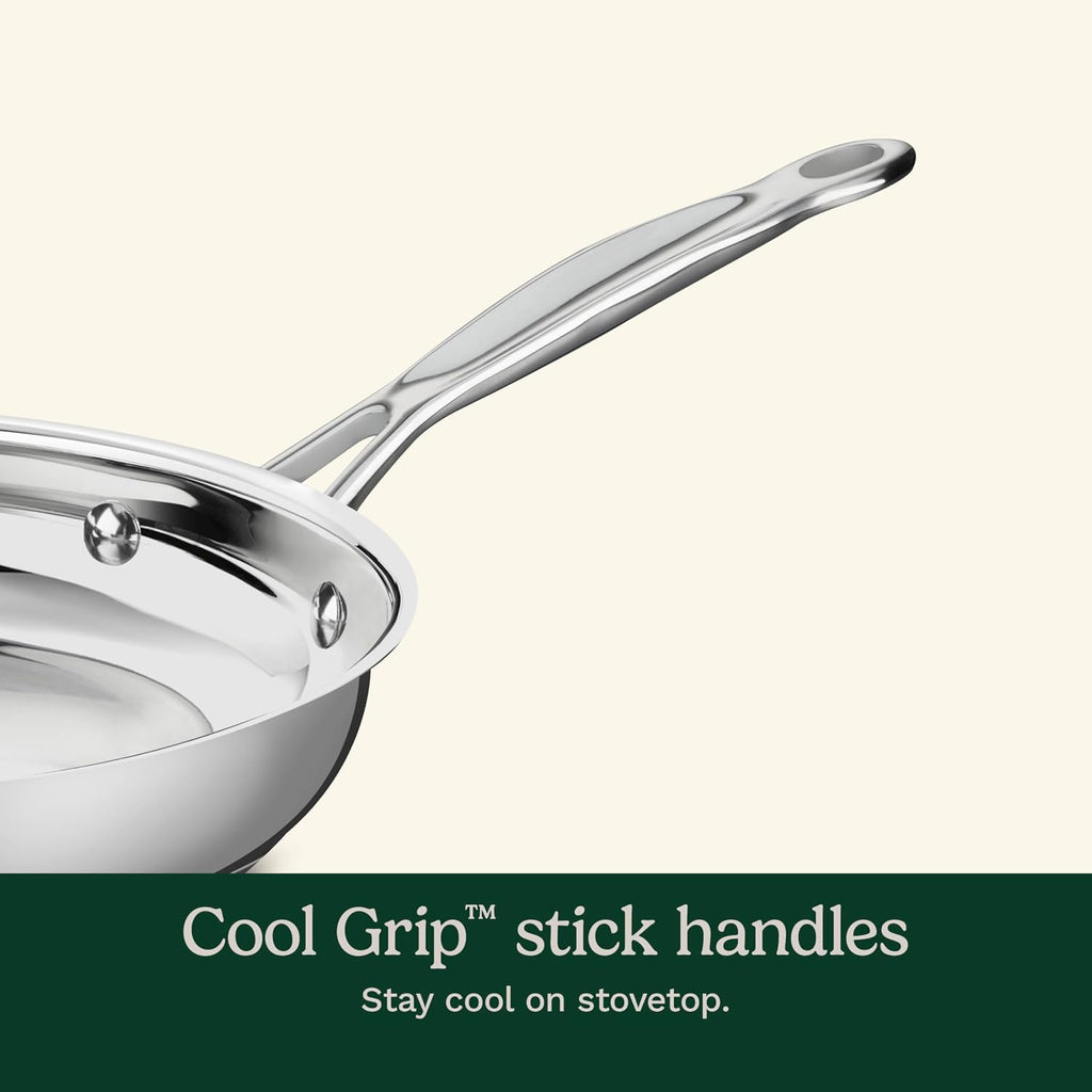 7-Piece Stainless Steel Pots and Pans Set, Cookware Set Compatible with Induction, Electric, Gas Cooktops, Aluminum