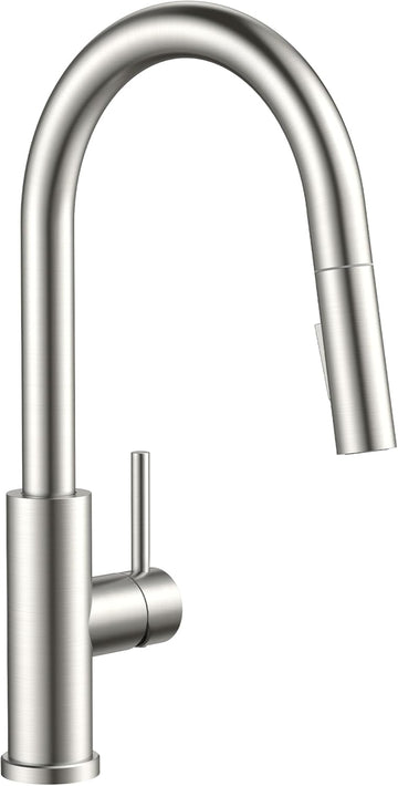 Kitchen Faucets with Pull Down Sprayer, Brushed Nickel Classic Single Handle Stainless Steel High Arc Faucet for