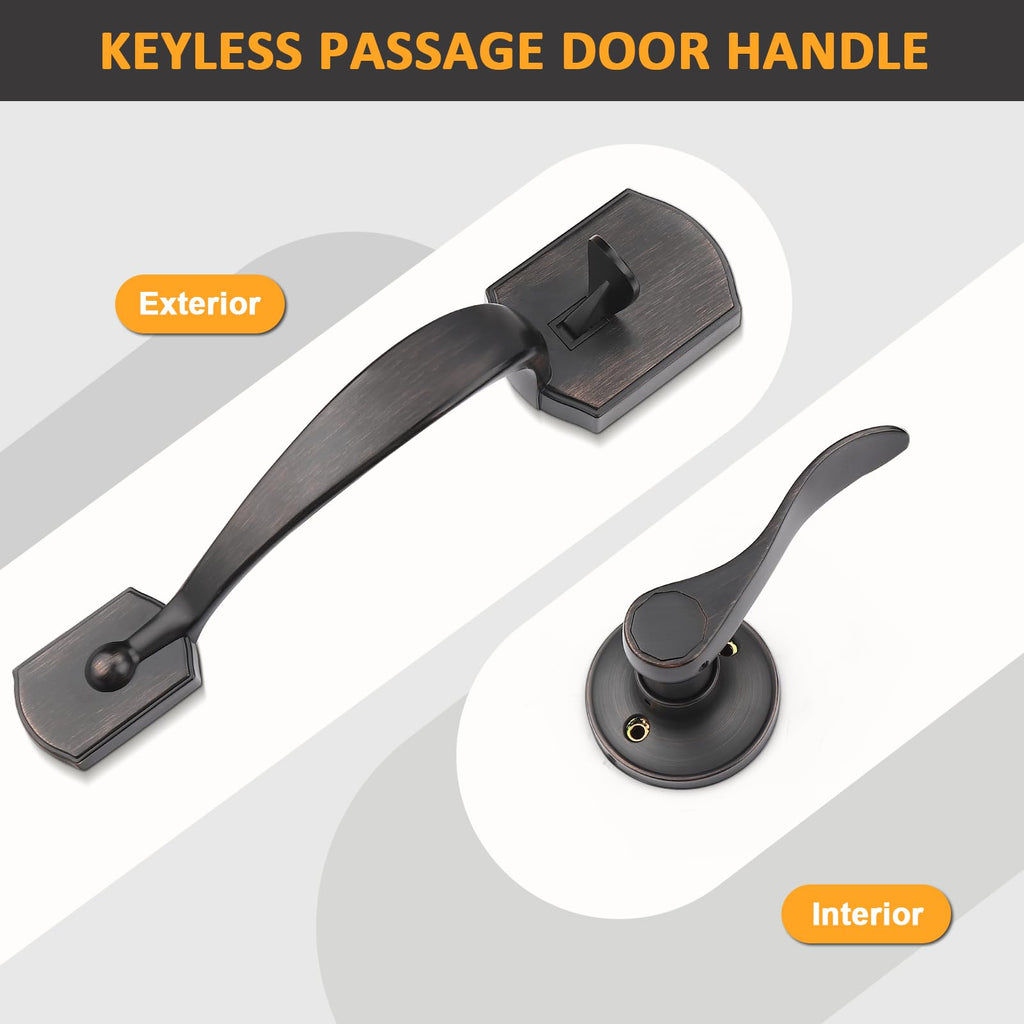 Oil Rubbed Bronze Lower Half Front Entry Handleset, Heavy Duty Entry Door Handle with Interior Reversible Handed