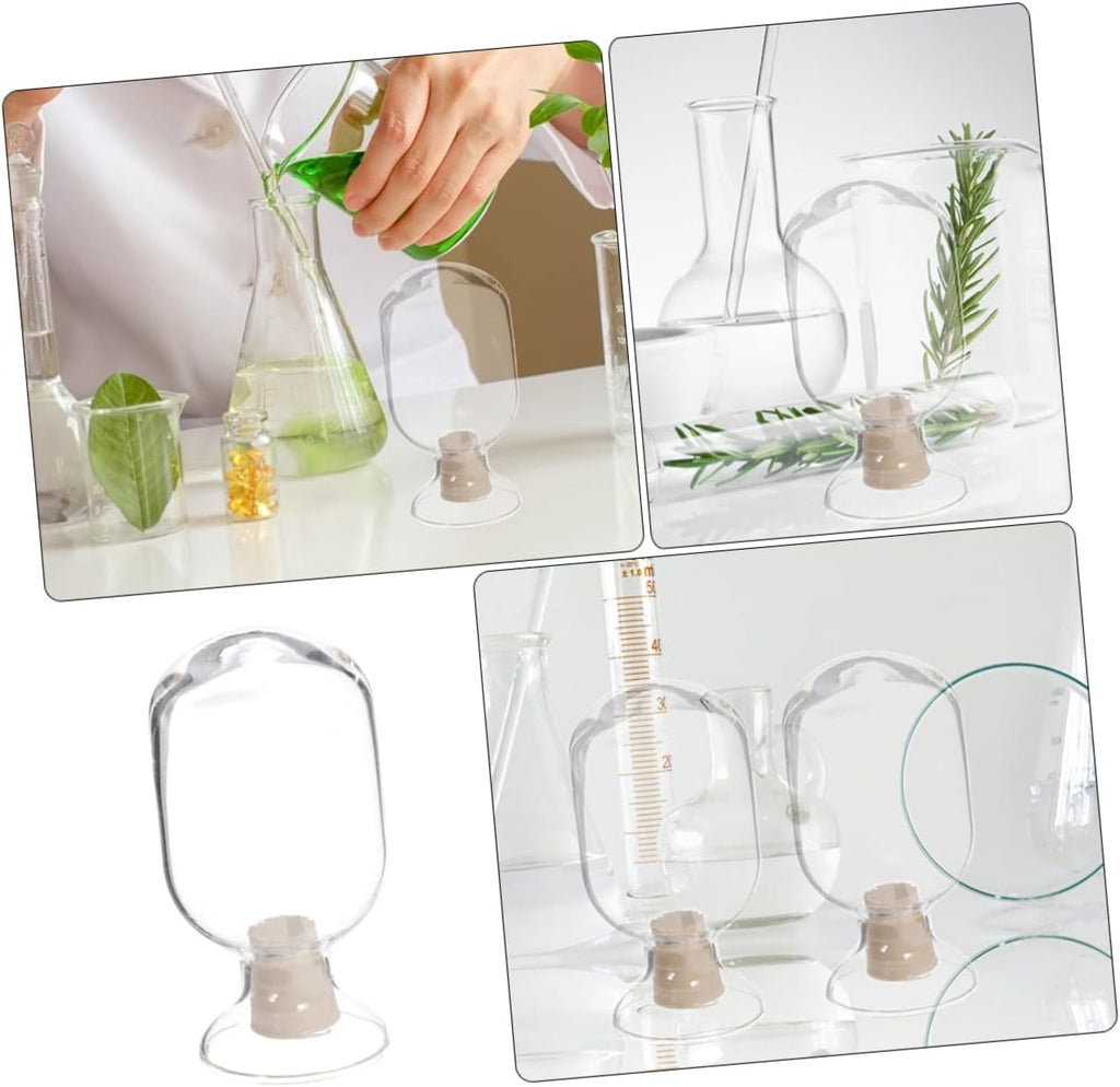 1pc Matchstick Cloche Glass Storage Bottle Decorative Jar Stopper Vintage Style Apothecary Jars Round Media Storage