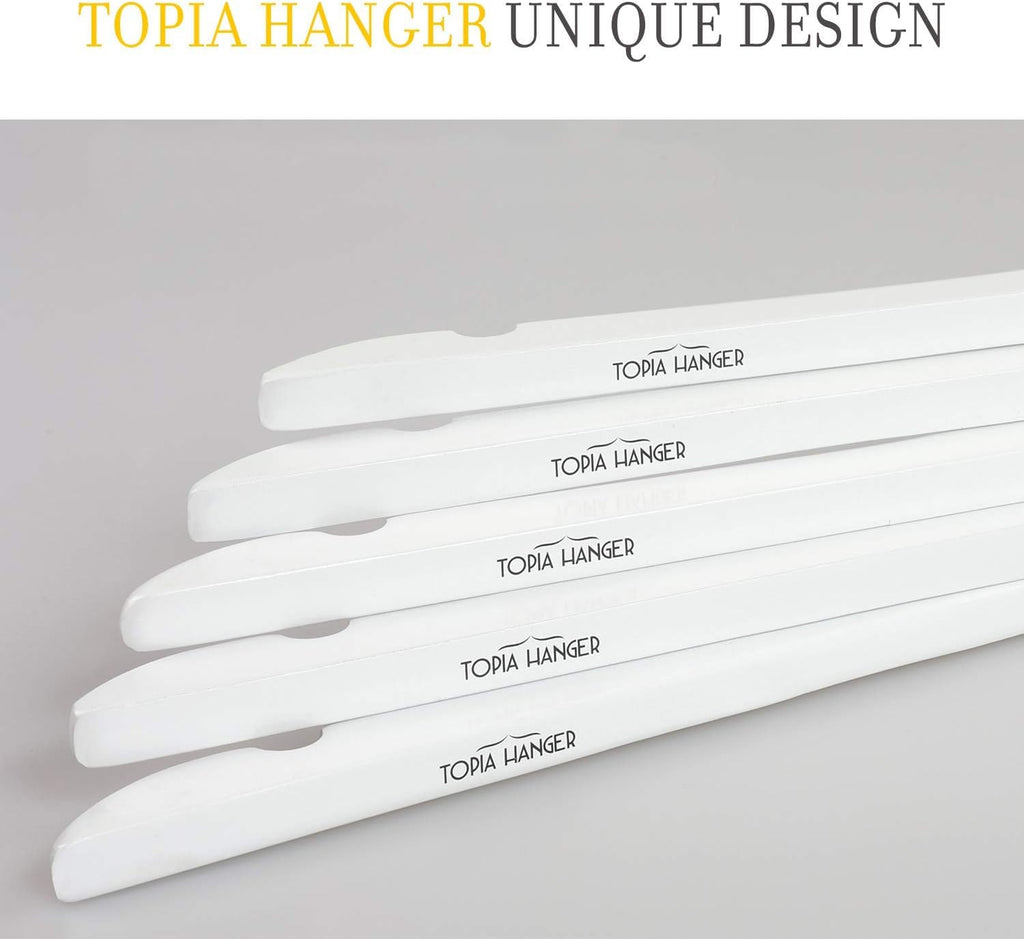 Wooden Hangers 18 Pack, Premium Bride Hanger for Wedding Dress, White Wood Suit Coat Hanger with 360°Swivel White
