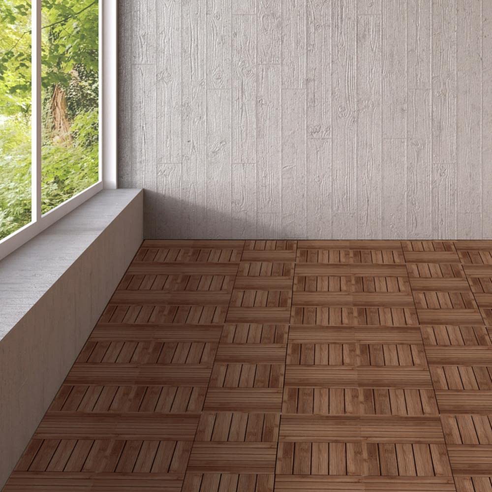 12 x 12in Patio Tiles Wood Floor Deck Tiles Interlocking Wooden Composite Decking Floor Tiles Outdoor for Garage Patio