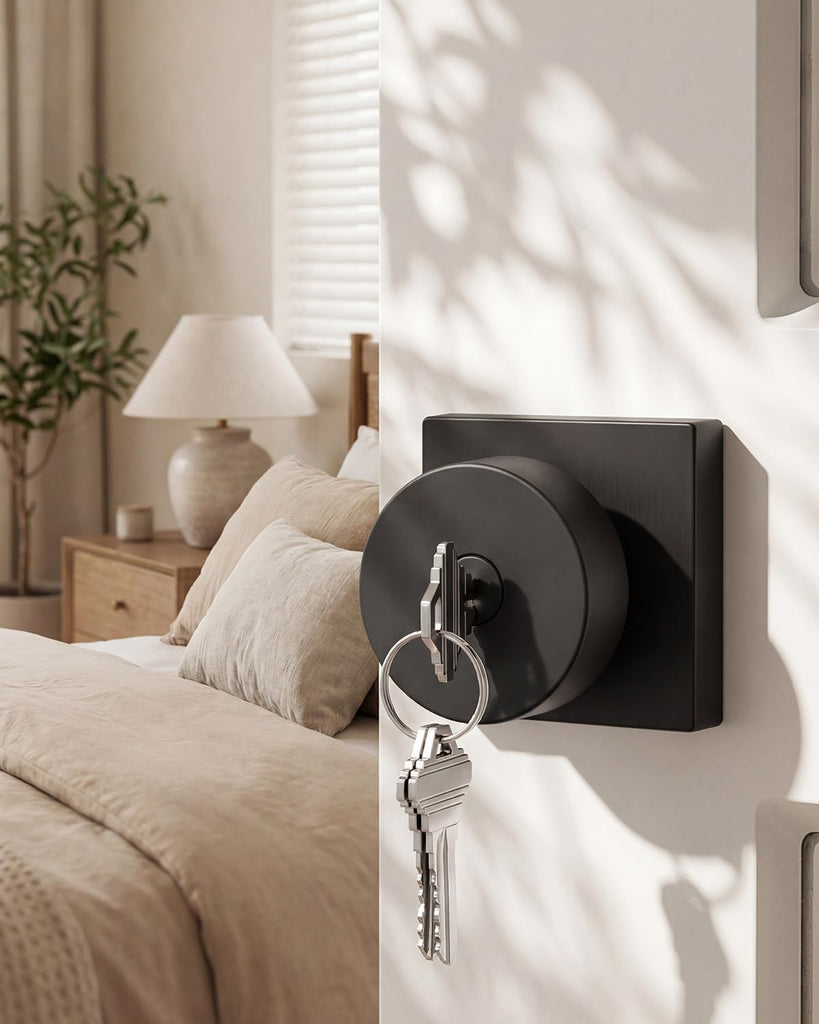 Black Entry Door Knobs with Lock and Key, Keyed Alike (2 Pack)