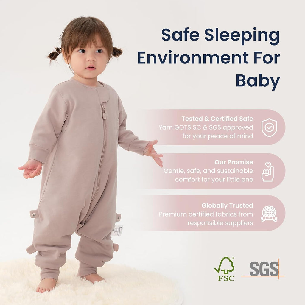 Organic Cotton Sleep Sack with Feet,1.0 TOG Sleep Bag,3