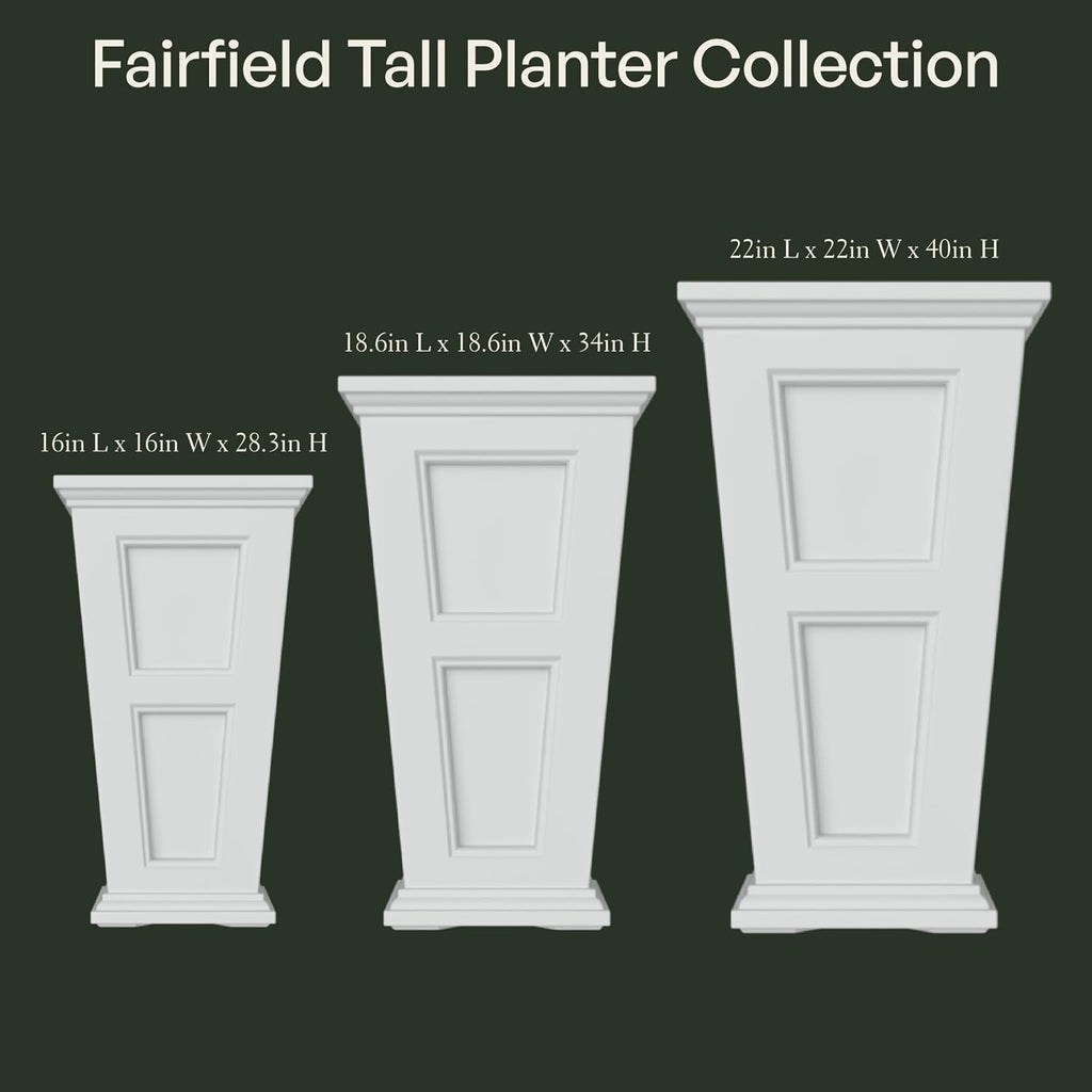 Fairfield 40in Tall Square Planter, Black | Indoor/Outdoor, All season, Fade resistant, 15-year warranty