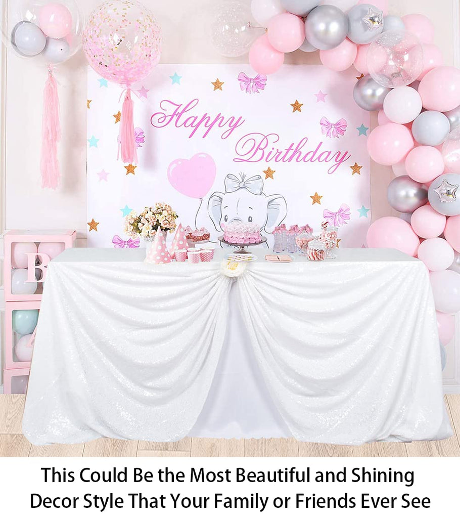 60" X 102" White Sequin Tablecloth, Wedding Table Cloth, Sparkle Sequin Linens, Sequin Tablecloth Rectangle