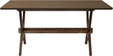 Farmhouse Dining Table for 6, 63 Inch Rectangular Wooden Kitchen Table with Double V Base, Rustic Dining Table with