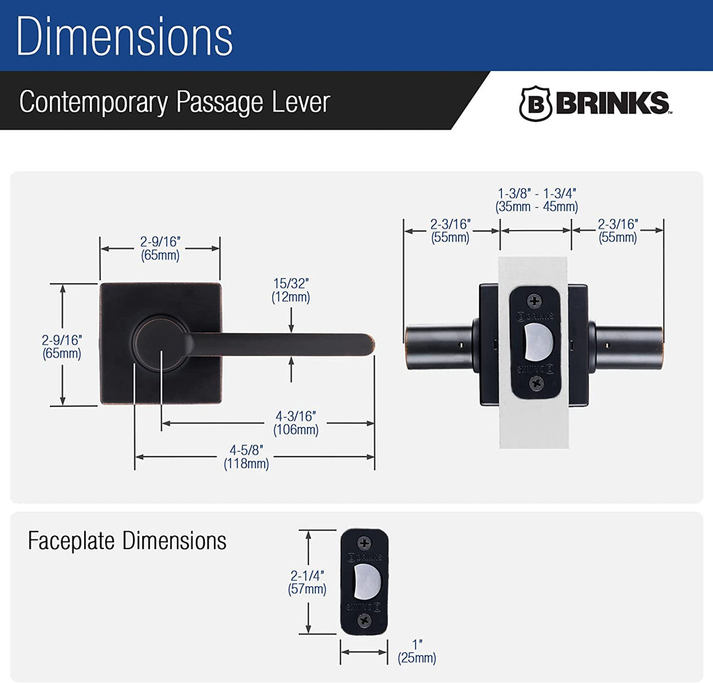 6-Pack Tuscan Bronze Contemporary Interior Passage Straight Door Lever - Keyless Oil Rubbed Bronze Finish Non-Locking