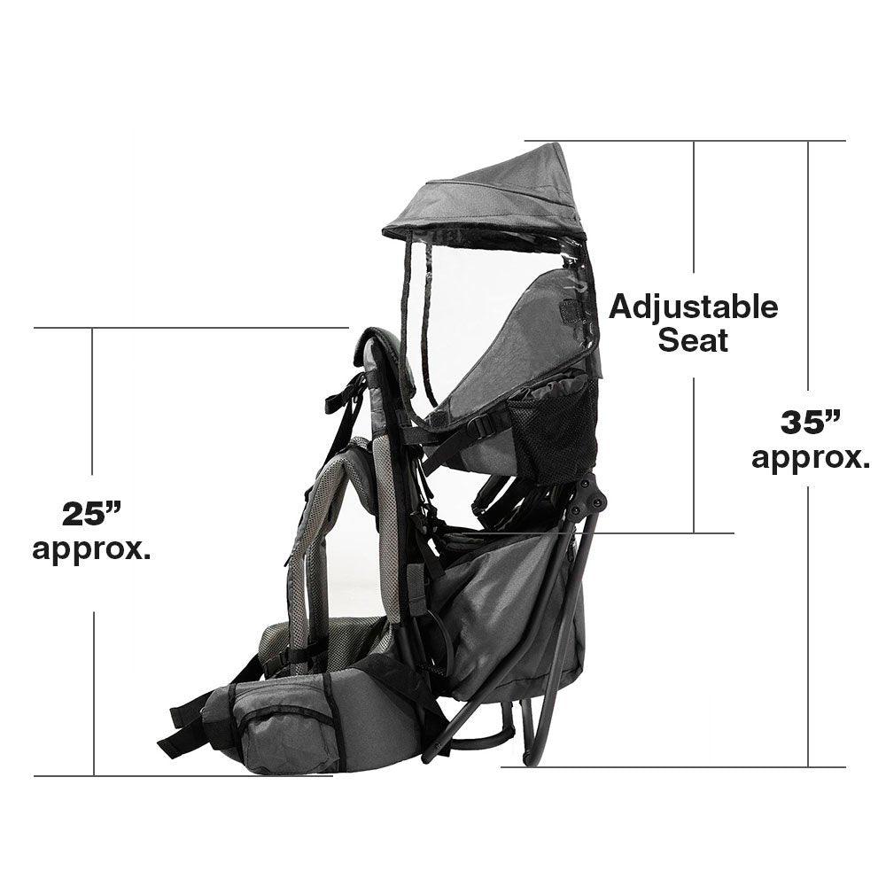 Cross Country Baby Backpack Carrier, Grey, Toddler Hiking Backpack with Comfortable Seat, Adjustable Straps & Belt