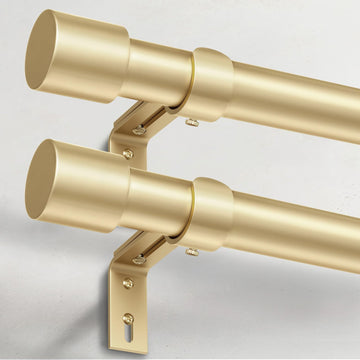 2 Pack Heavy Duty Curtain Rods for Windows 28 to 48 Inch, 1 Inch Gold Curtain Rods Set of 2 Pack for Outdoor