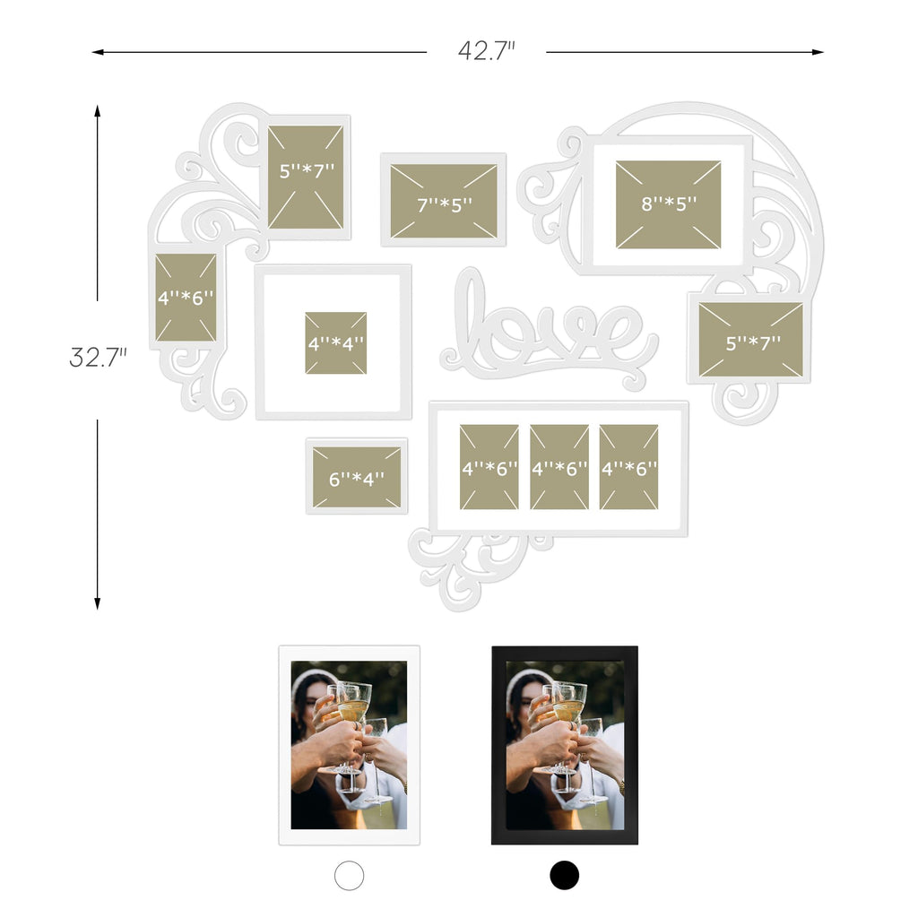 Photo Frame | Plaque College Frame - Valentine Wall Decoration Combination - White PVC Picture Frame Selfie Gallery