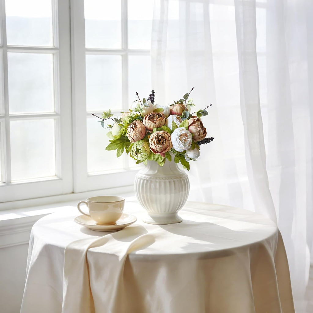 Peonies Artificial Flowers, 13 Stems Faux Peonies Real Touch 2 Pack - Set of 2