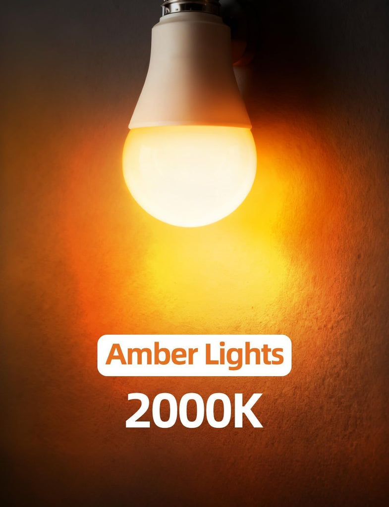 Dusk to Dawn Light Bulbs A19 8W 900 Lumens, Outdoor Porch Lights, 60 Watt Equivalent, Amber LED Orange-Yellow Sensor