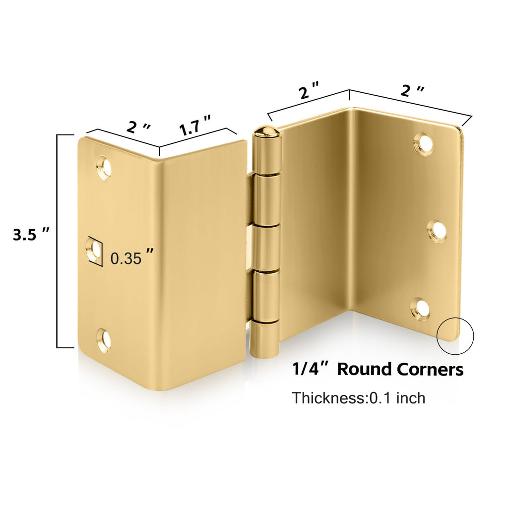 12 Pack Gold Offset Door Hinges 3.5 Inch with 1/4" Radius Corner