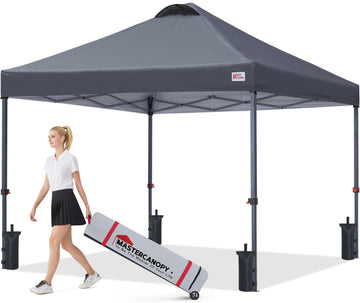 10x10 Durable Pop Up Canopy Tent with Roller Bag, Dark Grey