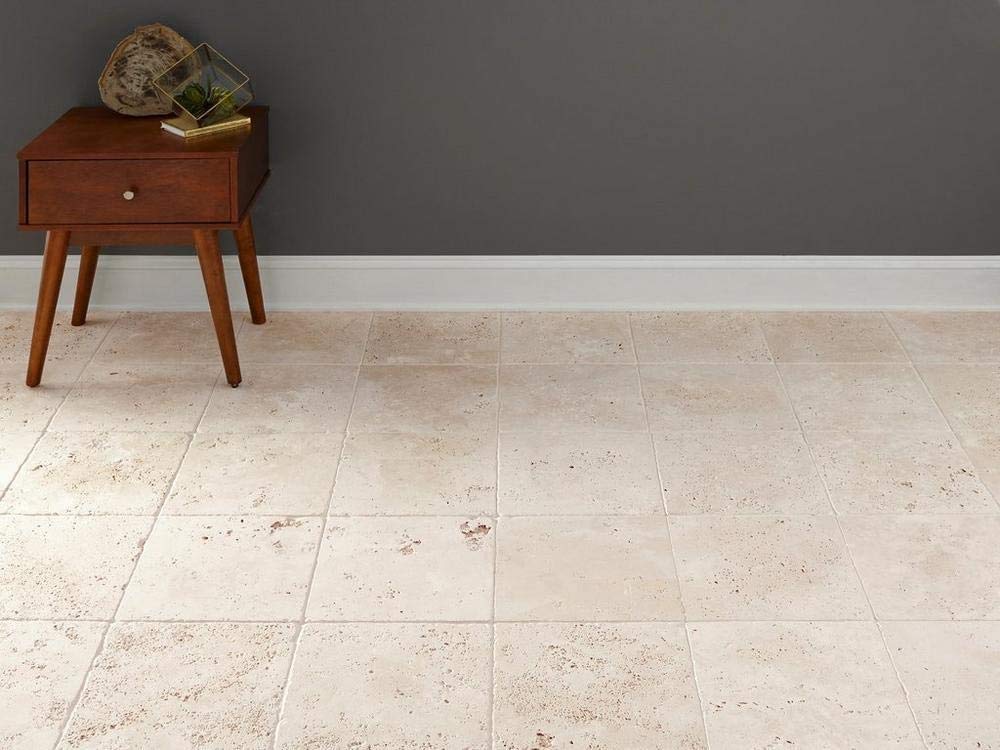 6x6 Light Travertine Tumbled Antiqued Tile Natural Stone (4 Piece Pack)