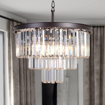 Inspired Odeon Style Bronze Crystal 3-Tier Modern Chandelier - A107-B08FY4NMNG
