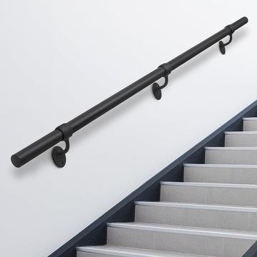 6.6ft Stair Railing Indoor Metal Hand Rails for Indoor Stairs 1.5" Pipe Stair Handrail Aluminum Wall Mounted