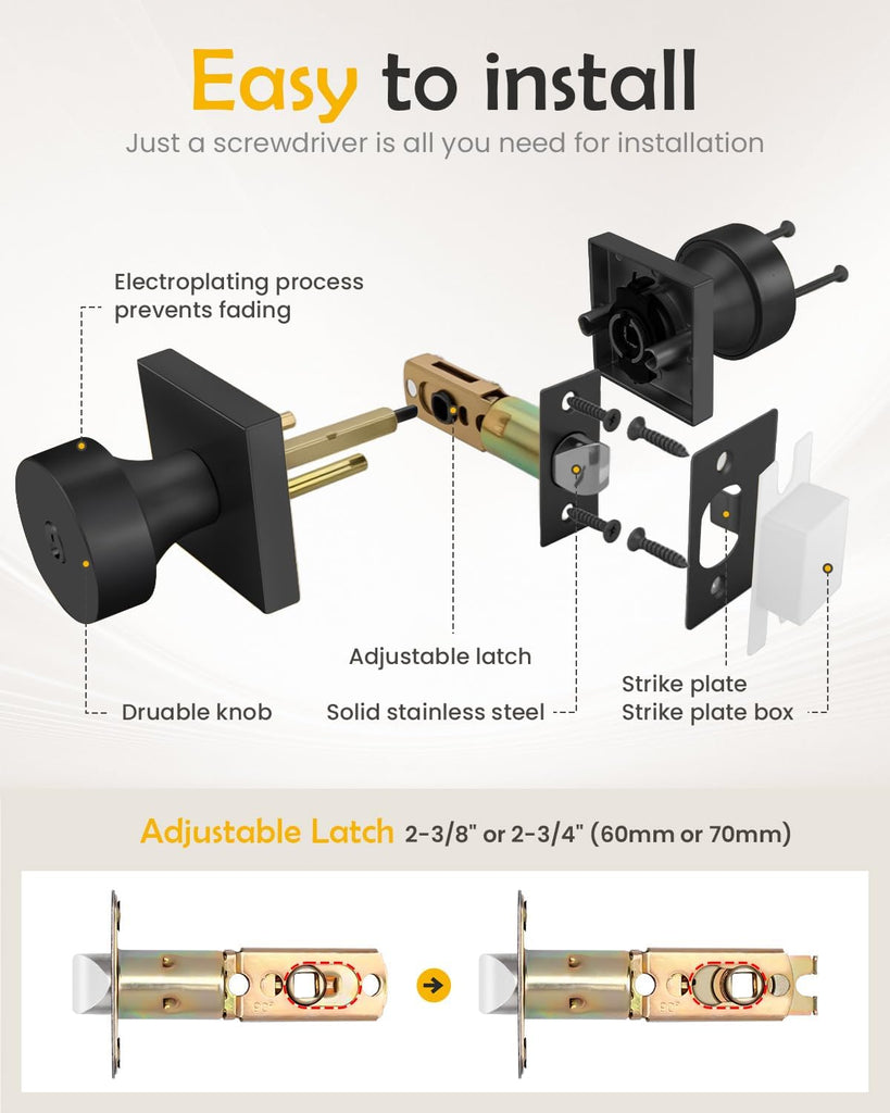 Keyed Alike Black Exterior Door Lock Set with Deadbolt 1 Pack