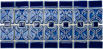 Florencia Blueberry Glossy Porcelain Border Pool Wall and Floor Tile on 6x13 Mesh Mounted for Easy Installation