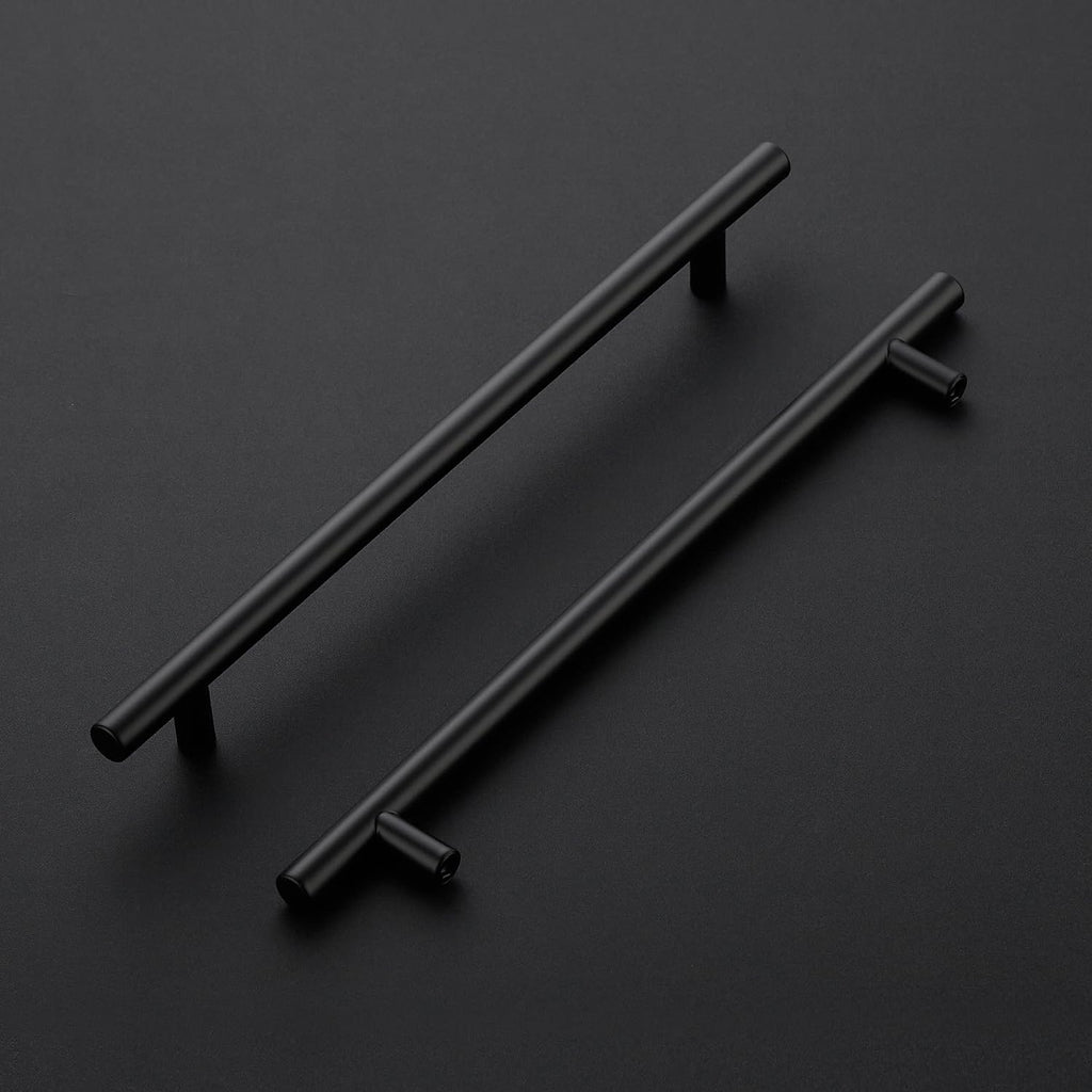 Matte Black Cabinet Handles,Round T Pulls,8-13/16 Inch,30 Pack